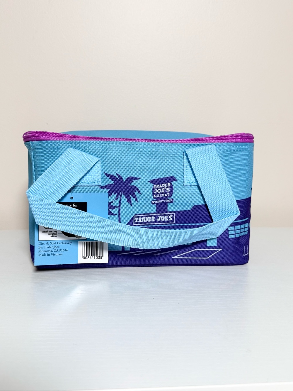 NWT Trader Joe's Blue & Purple Mini Insulated Lunch Bag - Picture 3 of 4